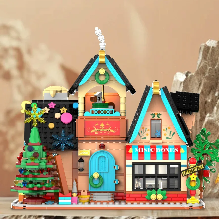 Starry Cottage House Building Blocks Mini Bricks Plastic Model Diy Assembly Educational Games Home Decoration  Creative Gift