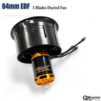 QX-Motor 64mm EDF 5 Blades Fan QF2822 2400KV Brushless Motor 3-6s use 40A ESC for RC FPV Drone Helicopter Multirotor parts