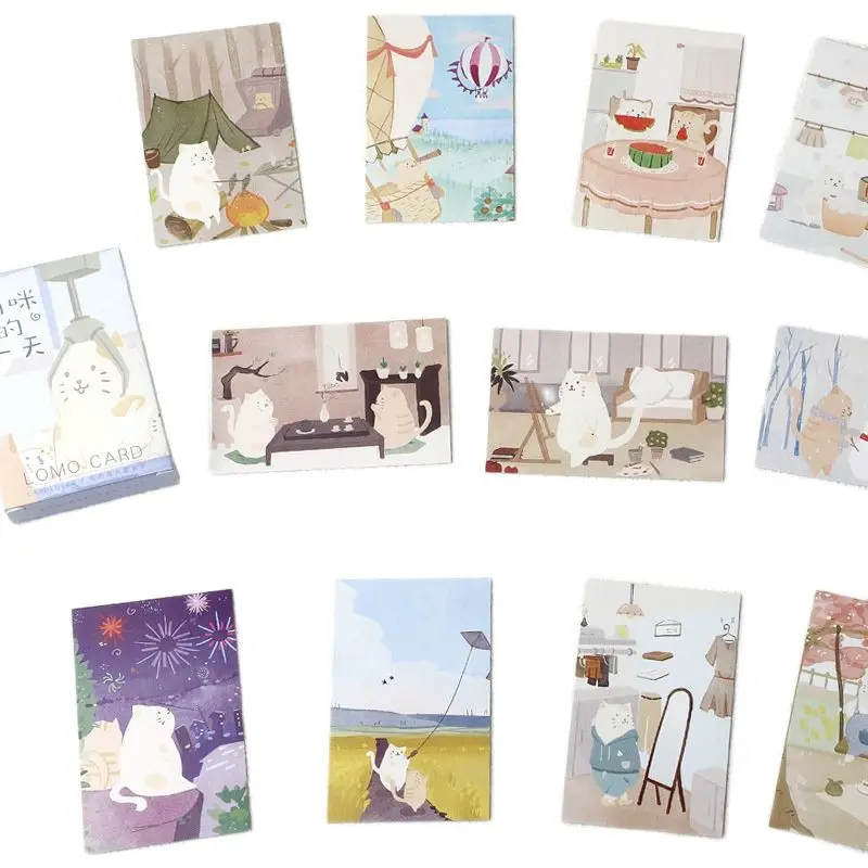 

28 Sheets/Set Lovely Cat Daily Life Mini Lomo Greeting Card Postcard/Wish Card/Christmas And New Year Gifts