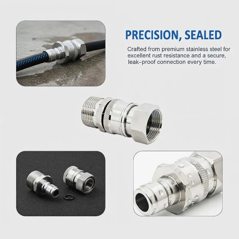 Efficient M22 Quick Connect Pressure Washer Adapter Stainless Steel Fittings for Household Tasks