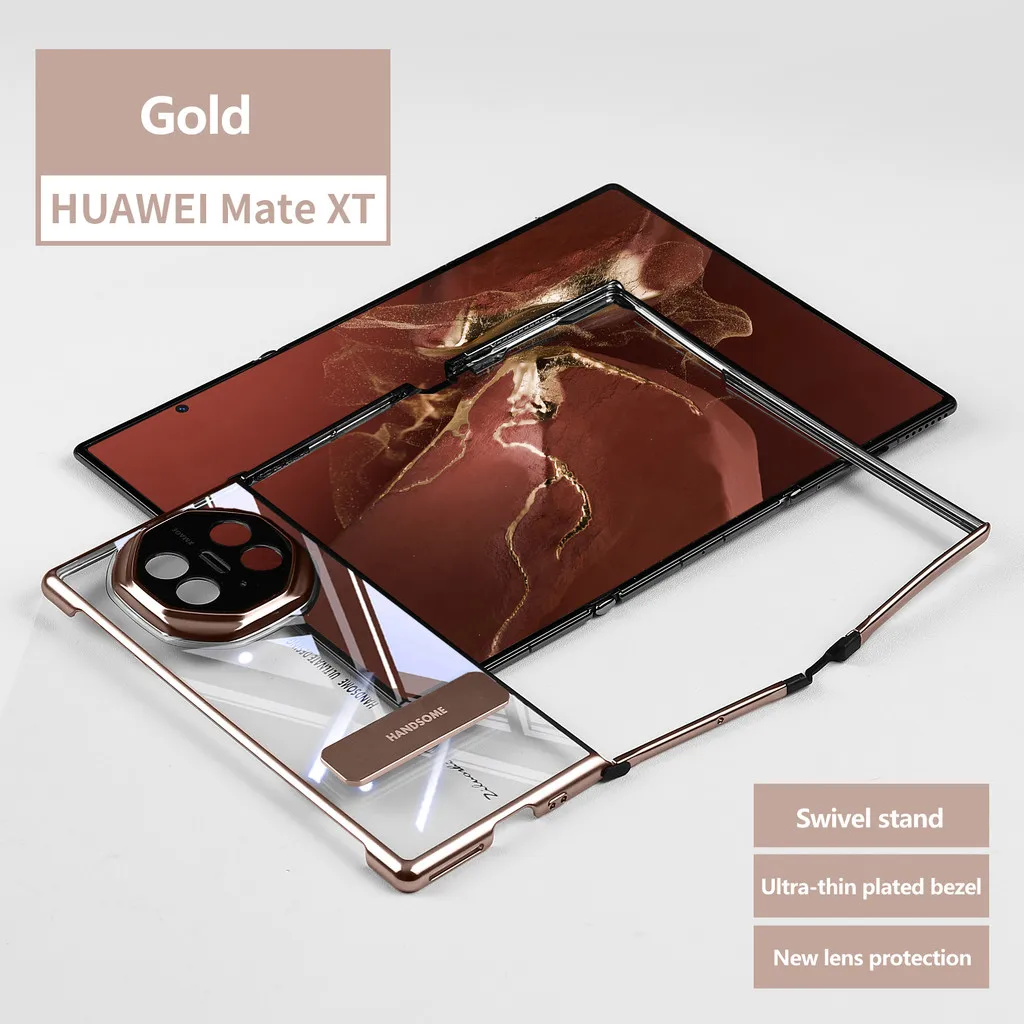 

Luxury Leather Case With Full Frame For Huawei Mate XT Ultimate Rotating Bracket Ultra-thin Phone Cover