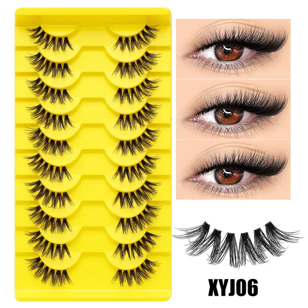 

10 Pairs With Jelly Glue Strips Half Fake Eyelashes Glue Free Anime Cosplay Fluffy Eyelashes Makeup Tools DIY 3D False Eyelashes