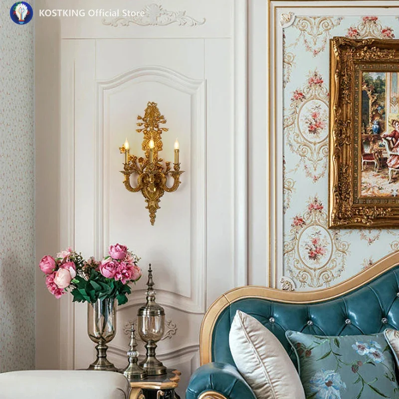 French Style Luxury Lights Wall Mount Lamp Hotel Mid Century Wall Sconces Candle Victorian Wall Lights for Home