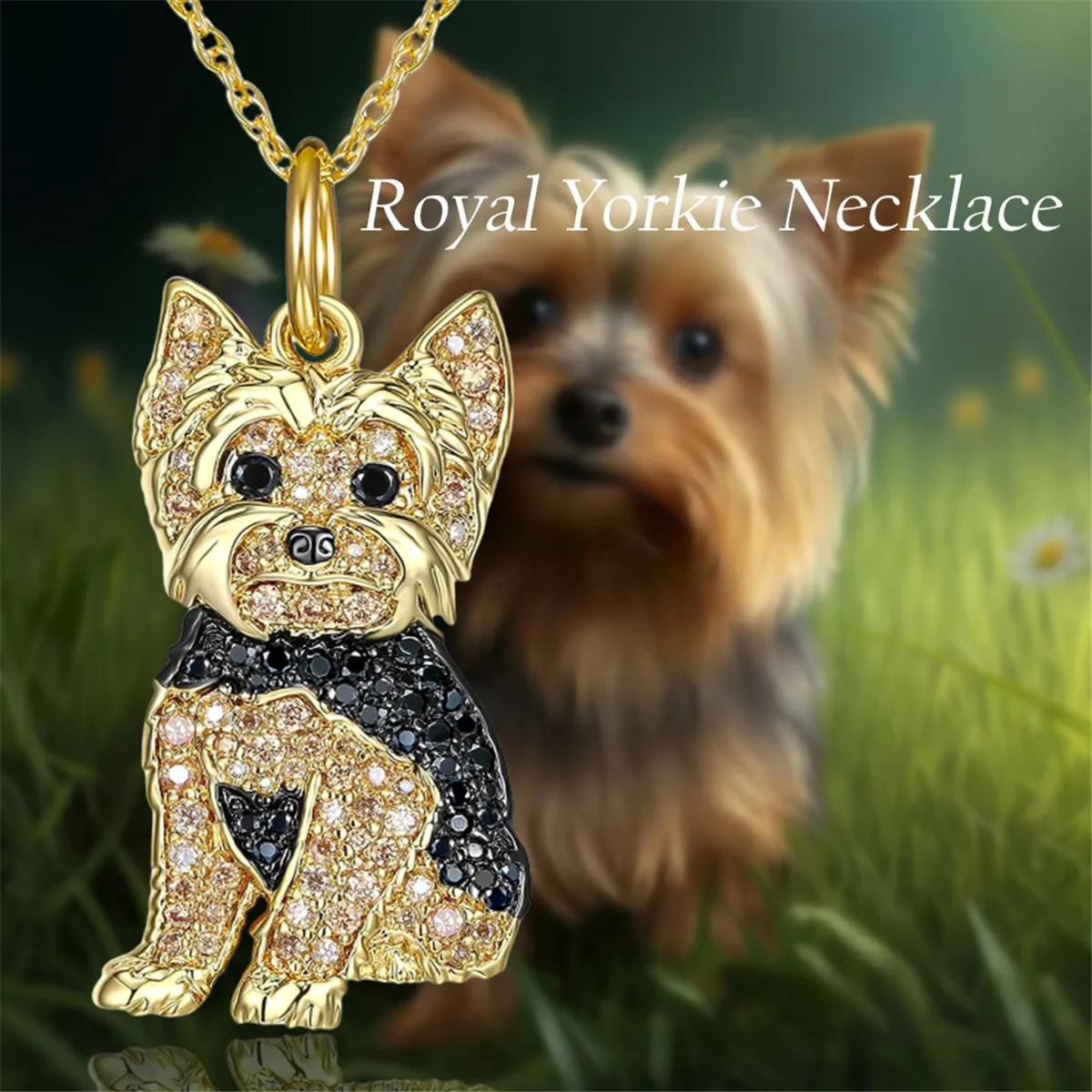 Collana con ciondolo cane Yorkie reale squisita e carina per le donne elegante Pet Puppy Jewelry accessori animali regalo per gli amanti dei cani