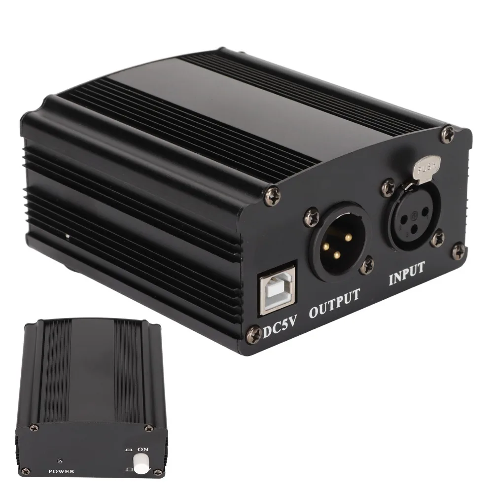 

1 Channel 48V Phantom Power Supply with XLR 3 Pin Cable and USB Cable Stable Output Condenser Mic Power Supply Low Noise