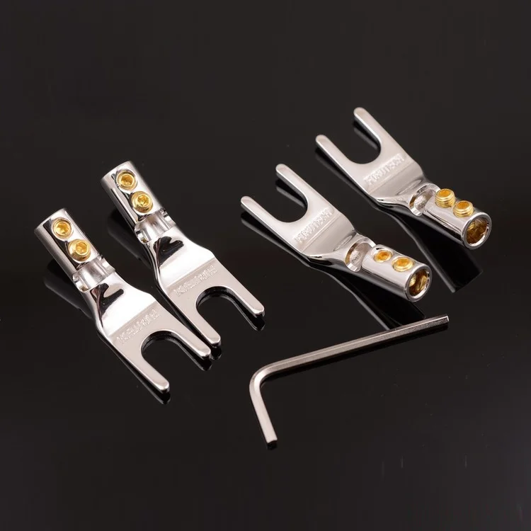4 Stück/FURUTECH FP201 rhodiniert vergoldet Fever Lautsprecher Lautsprecherkabel Y-Yoke-Stecker