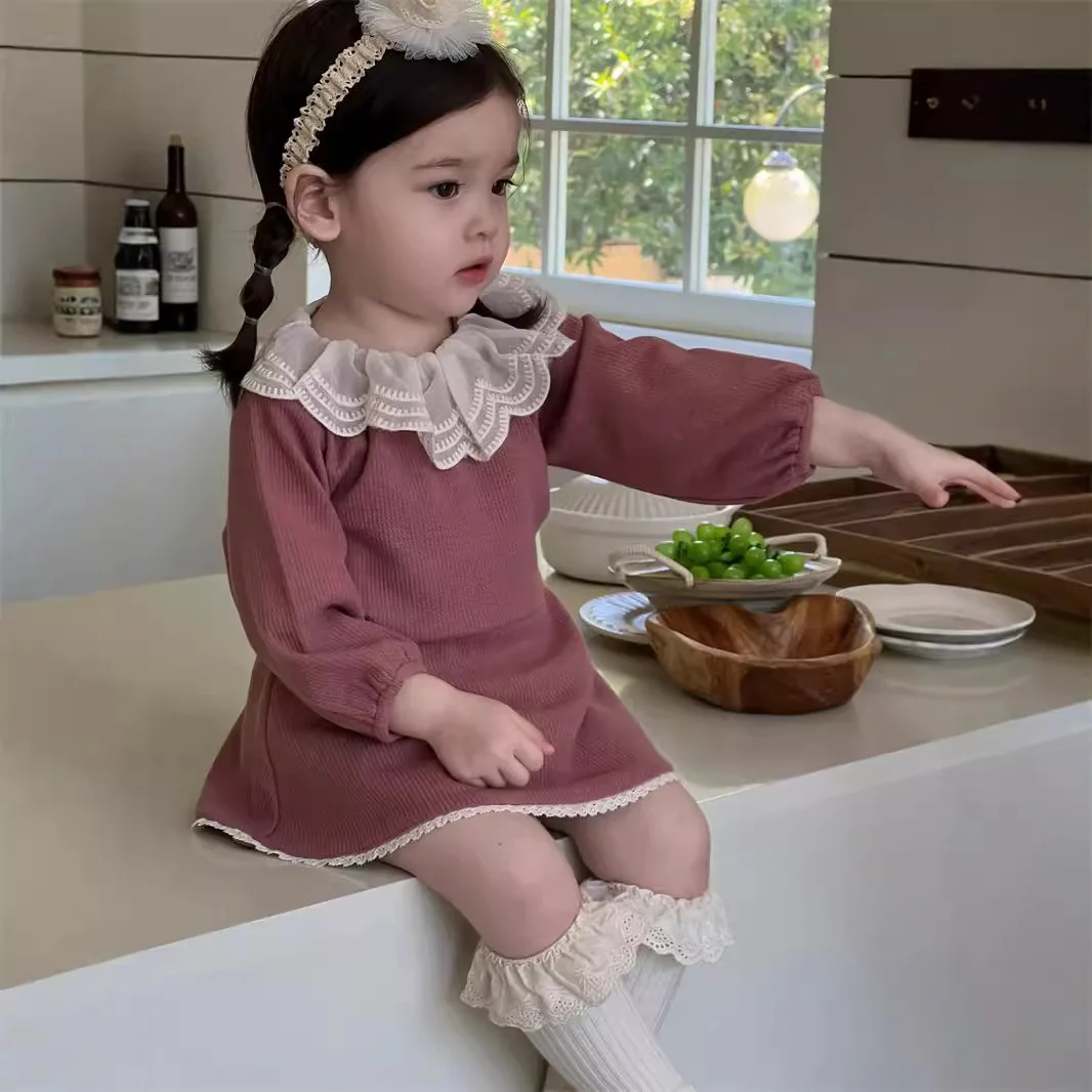 

Children Autumn Set Baby Clothes 2024 Autumn Korean Children Clothing Girls Doll Shirt Short Skirt Two Piece Set