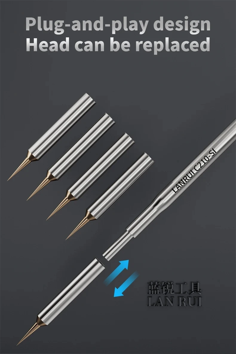 Lanrui C210-SI Speed Needle Soldering Iron Tip Extreme Sharp Rapid Heating Pure Copper for Phone Motherboard Repair Flying Wire