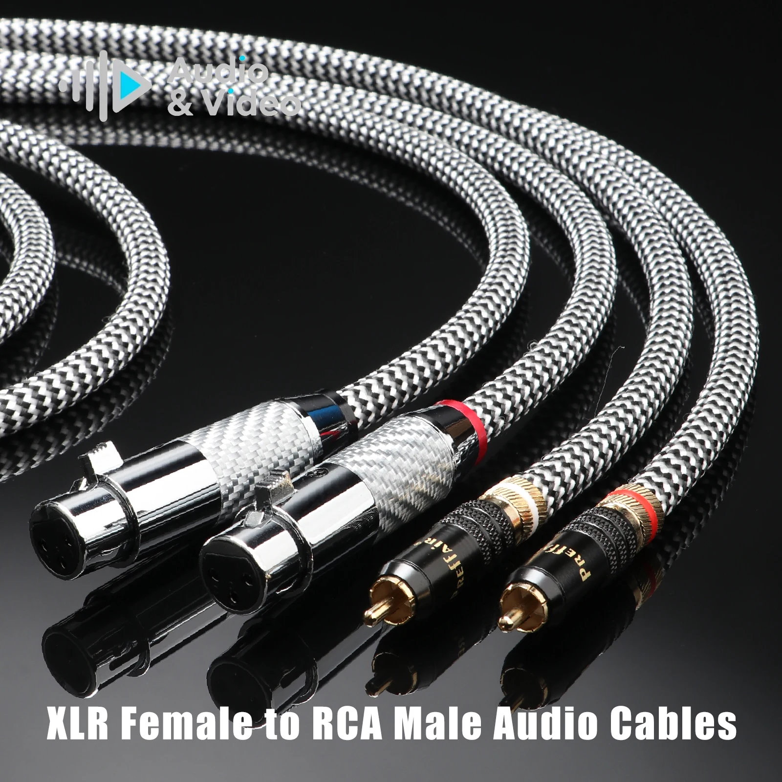 XLR-Kabel-Paar, 7N OCC, versilbert, mit doppelter Abschirmung, symmetrisches Kabel, störungsfreies Kabel, Mischpult-Mikrofon-Symmetriekabel. – Detail 1