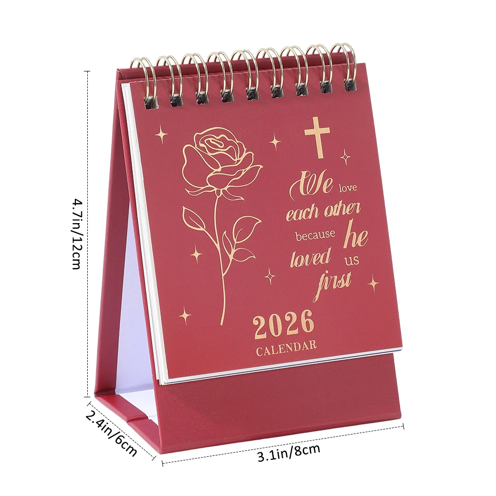 4 Pcs 2026 Mini Bible Desktop Calendars Set For Daily/Monthly/Weekly Scheduling Inspirational Office & Home Decor For Believers