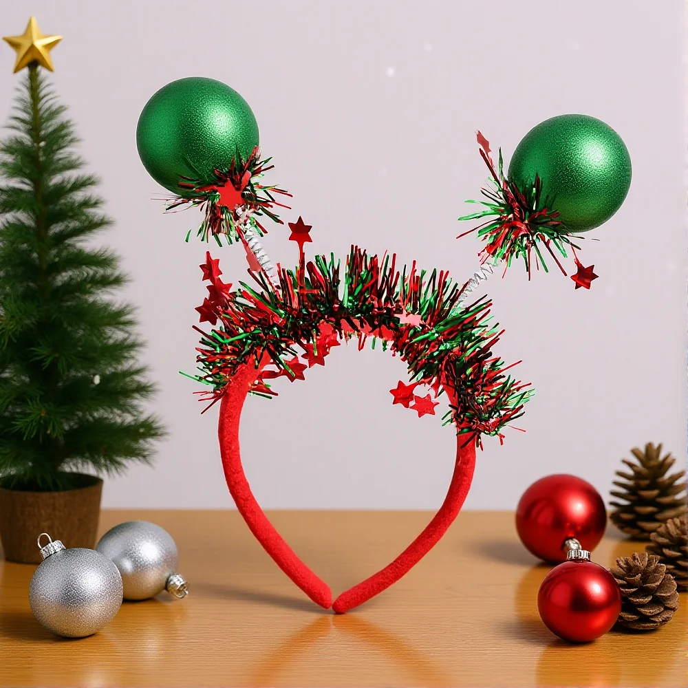 1Pcs Christmas Headband Christmas Ball Headbands Hair Hoop Christmas Costume Props Christmas Hair Accessories for Women Adults - Image 3