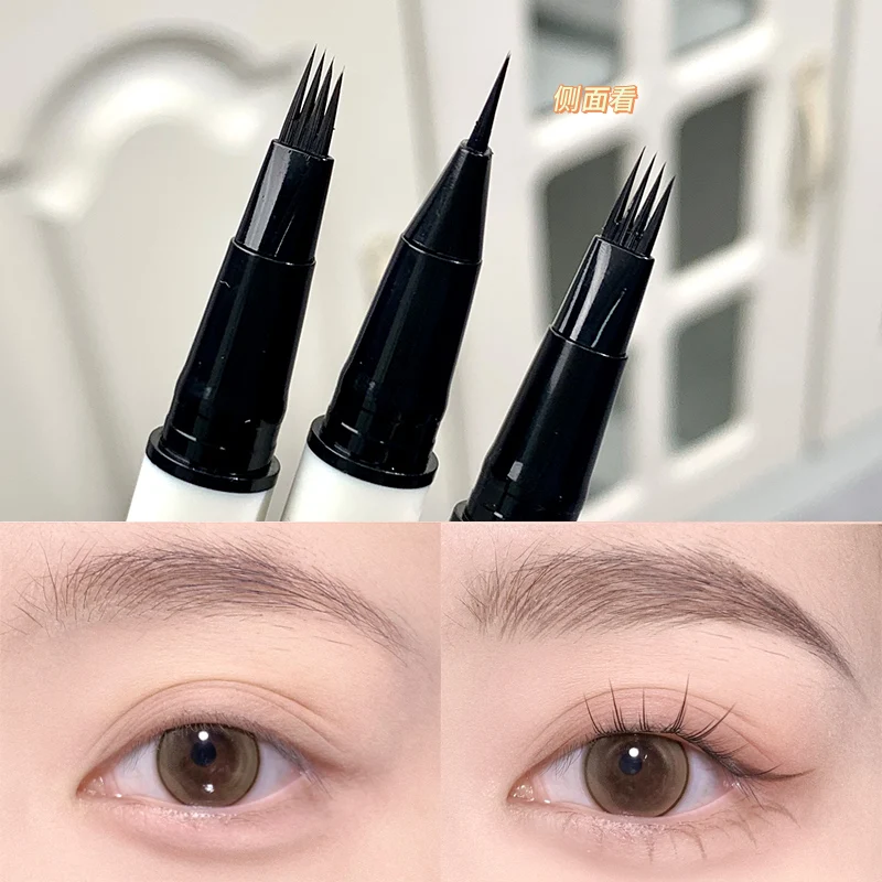 Four Forks Liuqid Eyebrow Pencil Long Lasting Waterproof Brown Grey Natural 3D Eyebrow Smooth Easy to Draw Makeup For Women