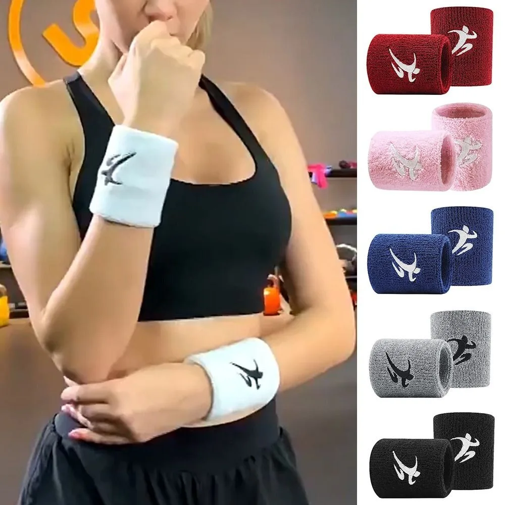 1Pcs Colorful Unisex Sport Sweatband Wristband Cotton Wrist Protector Running Badminton Basketball Brace Terry Cloth Sweat Band