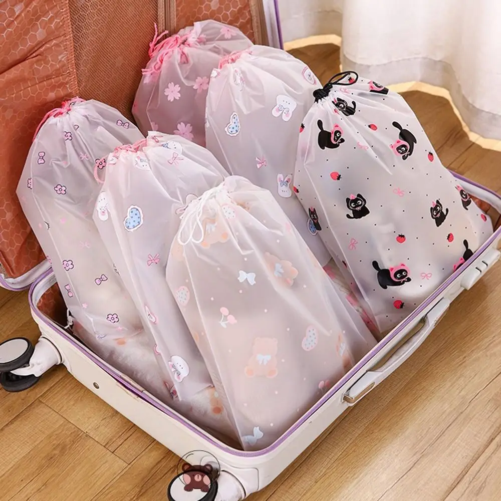 10Pcs Portable Cartoon Shoe Storage Bags Bow Rabbit Waterproof Shoe Organizer Set Moisture-proof Lightweight Drawstring Bags
