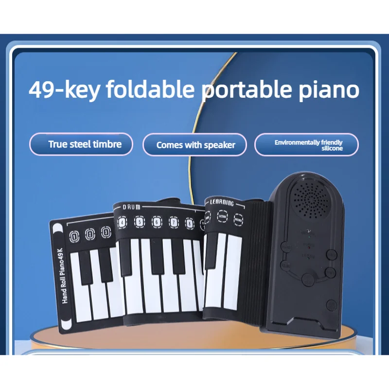 49 Keys Roll Up Piano, Portable Foldable Hand Roll Piano, Rollable Electronic Keyboard For Kids Beginner Practice