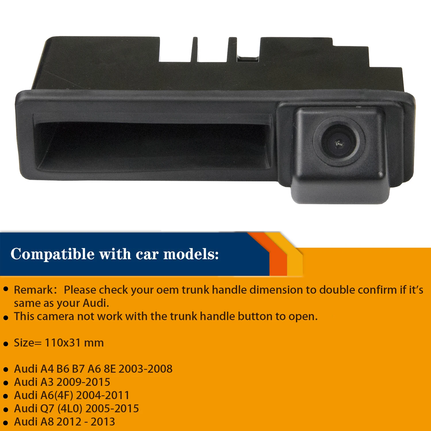 

Misayaee HD Rear View Camera for Audi A6L/Q7/A3 8V/A4 B7/A6L/8E /S5 ,Reversing backup night vision camera Waterproof camera