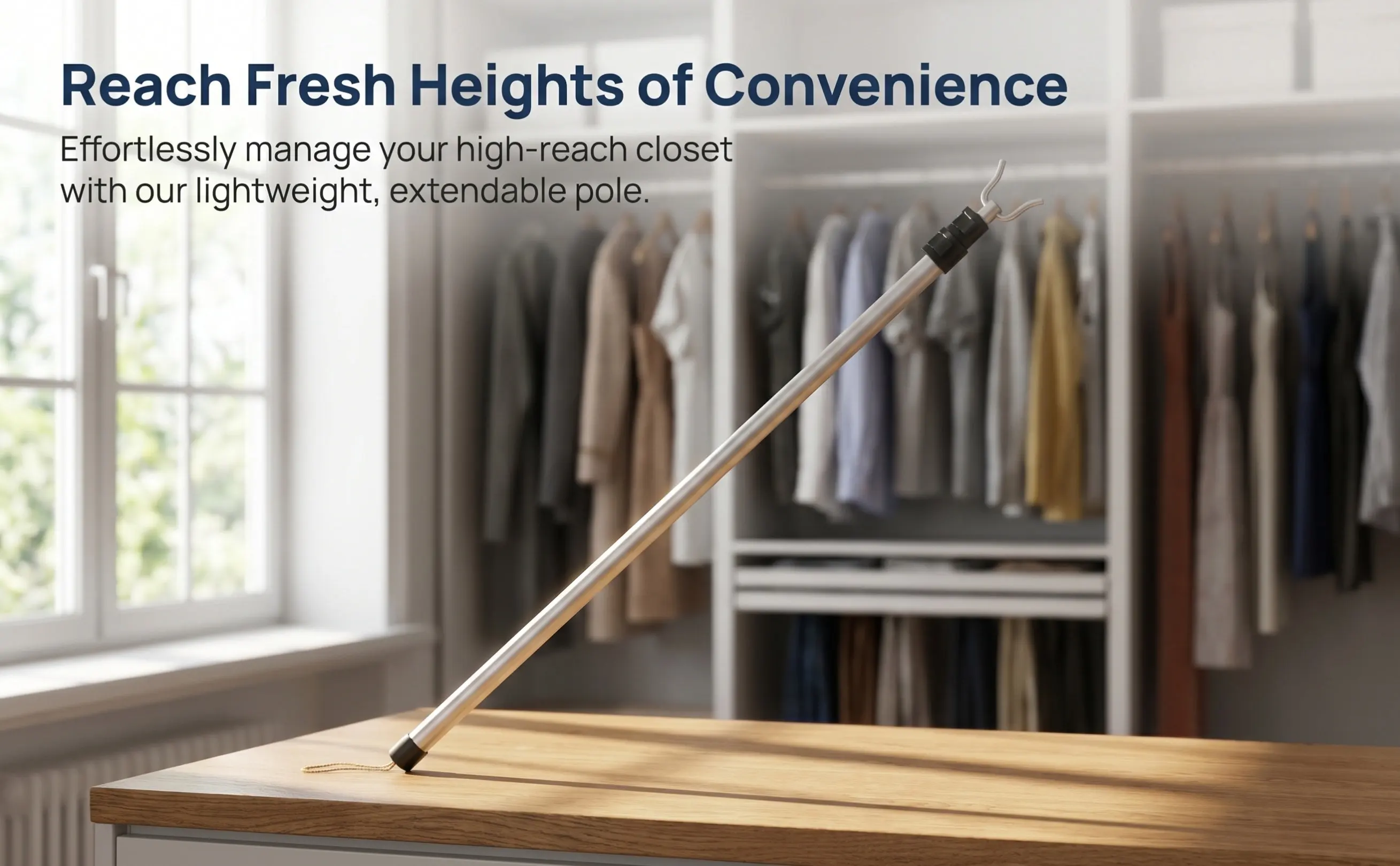 1Pcs High-Quality Aluminum Alloy Retractable Clothesline Pole Lightweight Telescopic Clothes Drying Rod for Balcony Home Laundry