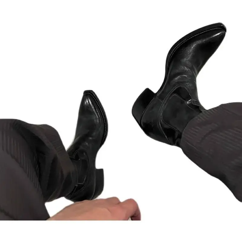 2025 High-top British High-heeled Wizard Pointed Hipster Men's High-soled Thick-soled Upturned Casual Chelsea Boots
