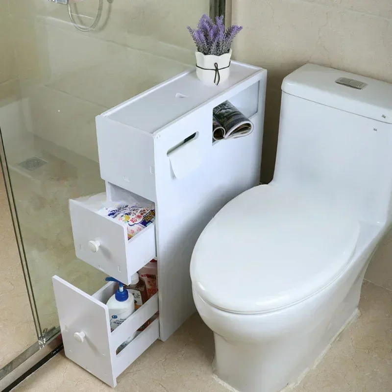 

Superior Bathroom Cabinet Bathroom Washing Machine Side Cabinet Waterproof Floor Cabinet Storage Rack Toilet Side