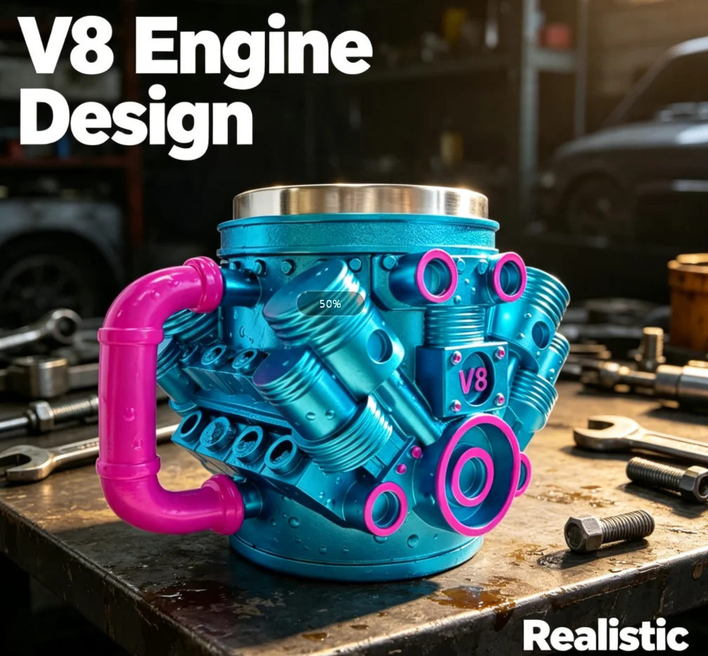 Engine Shaped Stainless Steel Liner Mug, Novelty Car Motor Block Beer Coffee Cup, Auto Themed Drinkware Gift For Car Lovers