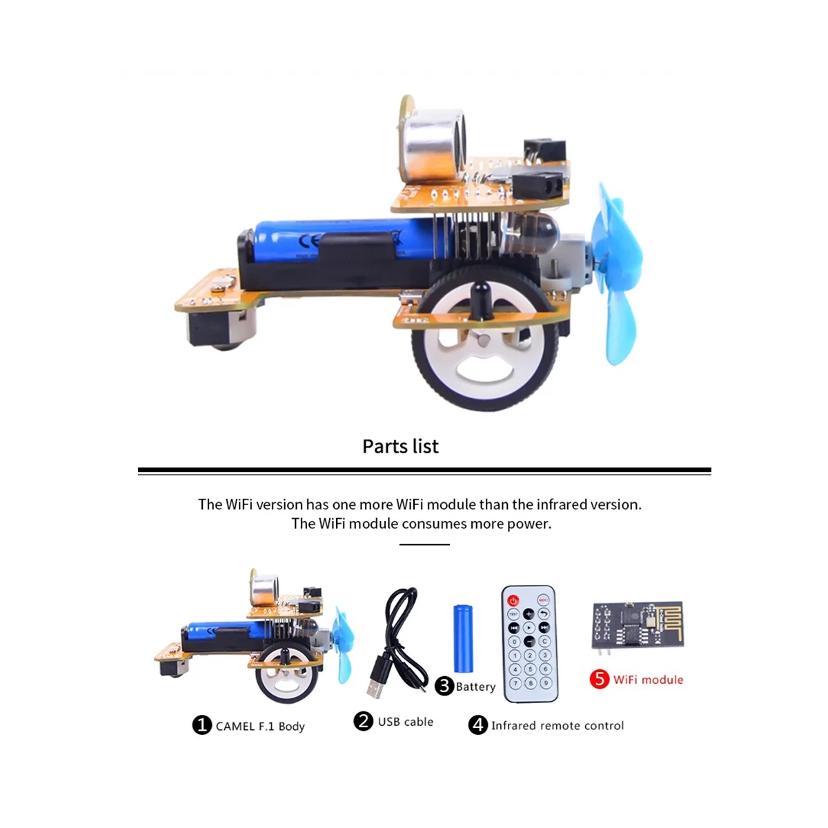 CamelF.1 روبوت برمجة رسومية للطائرة الصغيرة للوحة الأم R3 Mixly/Scratch Robot (WiFi)-HIM