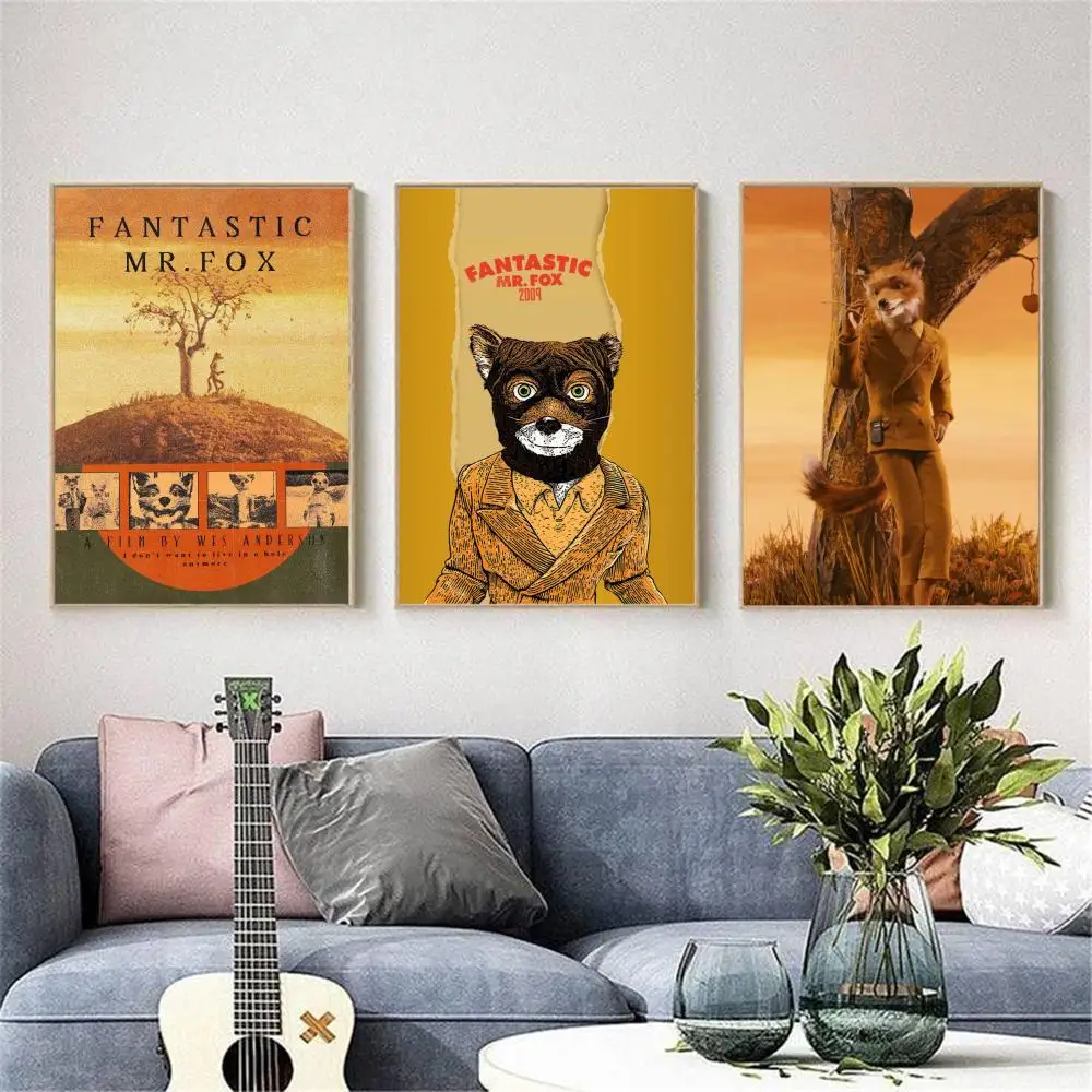 ملصق ملصق فيلم The Fantastic Mr. Fox مقاوم للماء عالي الدقة ملصق فني جداري ذاتي اللصق ديكور جمالي للمعيشة المنزلية