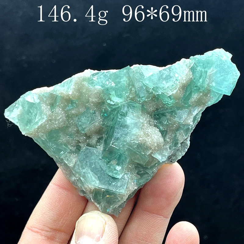 100% natural Chinese hu nan Xianghualing blue-green vitreous transparent fluorescent rock sample calcite healing crystal