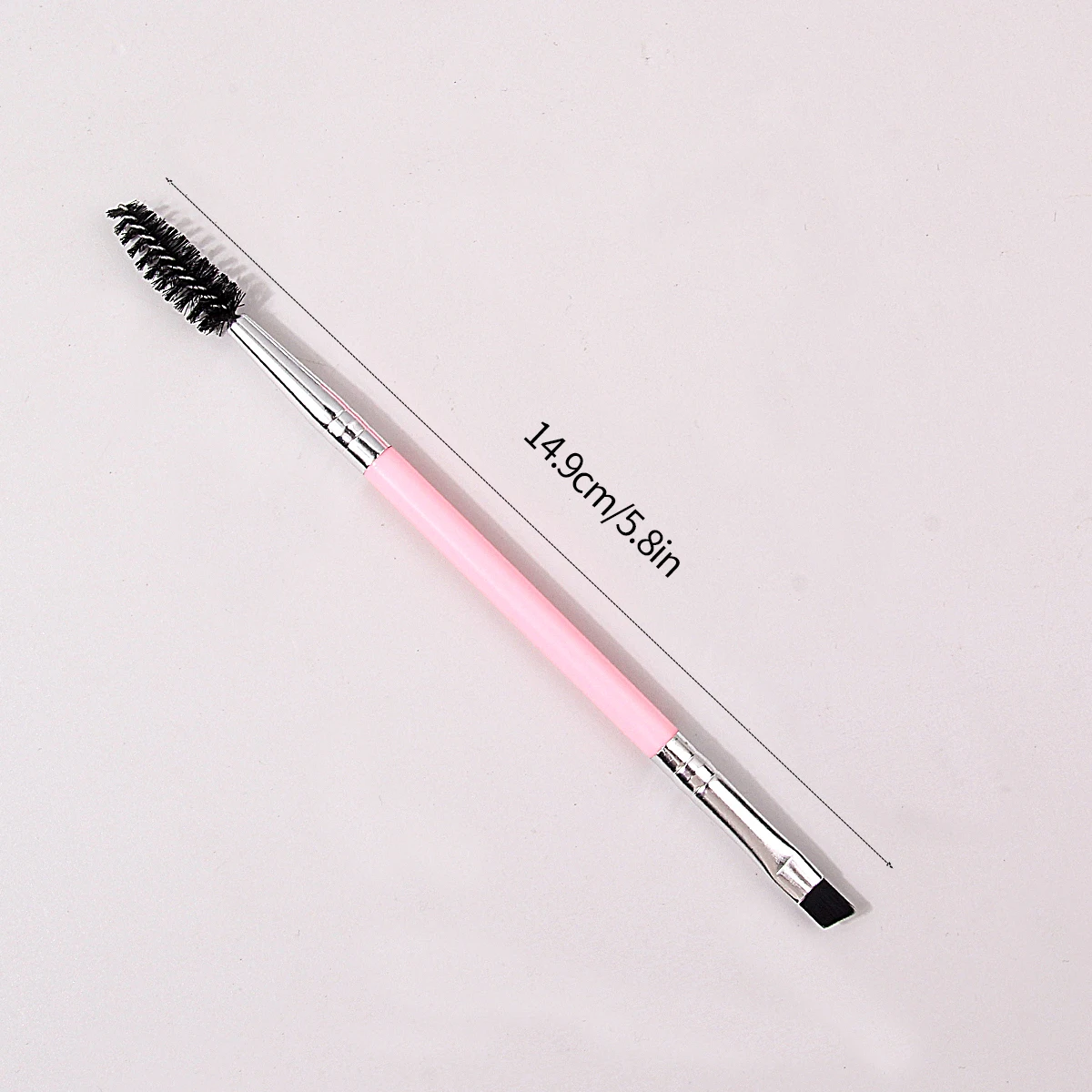 2 SZT. Różowe Dwustronne Pędzle do Makijażu - Spiralny Pędzel do Rzęs, Pędzel do Brwi z Narożkiem i Pędzel do Eyelineru |   Wielofunkcyjna szczoteczka do oczu