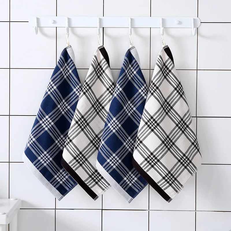 1Pc 34x34cm Terry Gauze Cotton Plaid Square Face Towel Bathroom Adults Men Wash Cloth