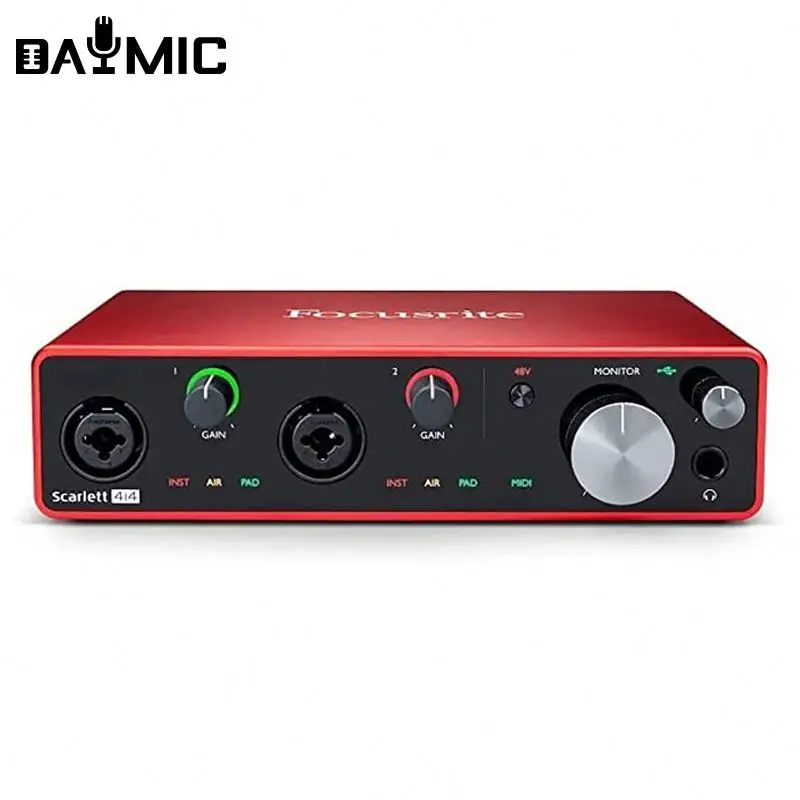 4 In 4 Out Audio Interface Studio Sound Card For Professional Studio Livestream Recording