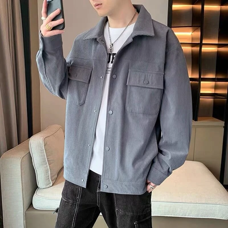 

Men's Casual Cotton Corduroy Jacket 2025 Spring Autumn Korean Style Loose Fit Fashionable Outerwear