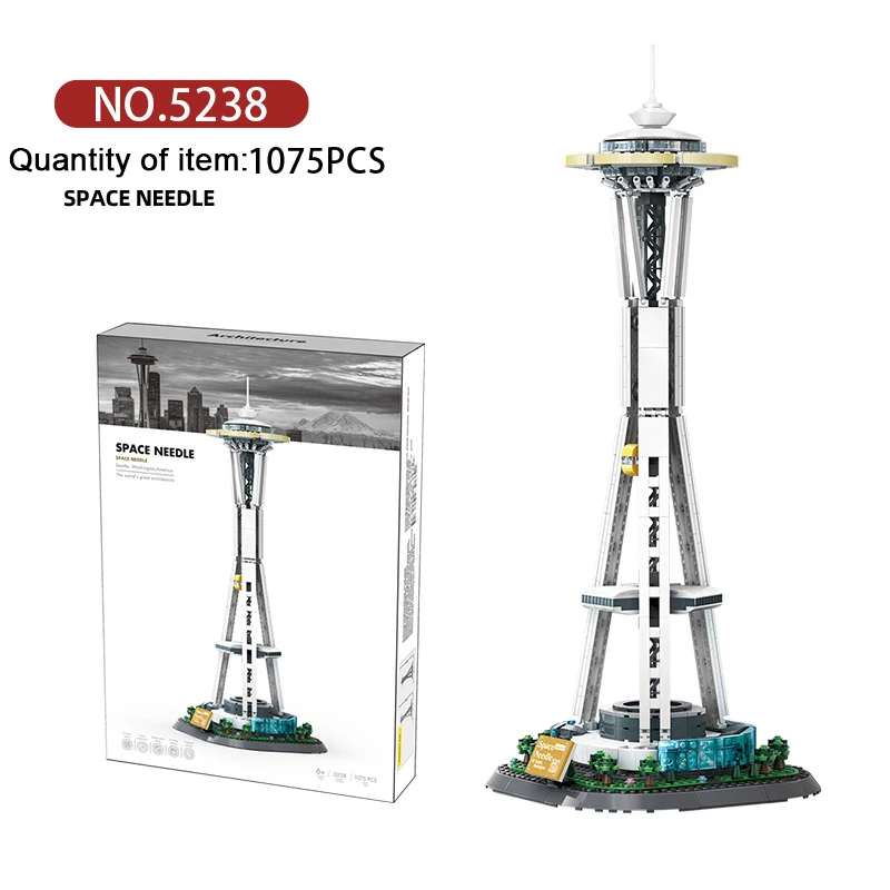 Famous Architecture Space Needle-Seattle 1075pcs Puzzle Building Block Set MOC Bricks Kid's Educational Toy 5238