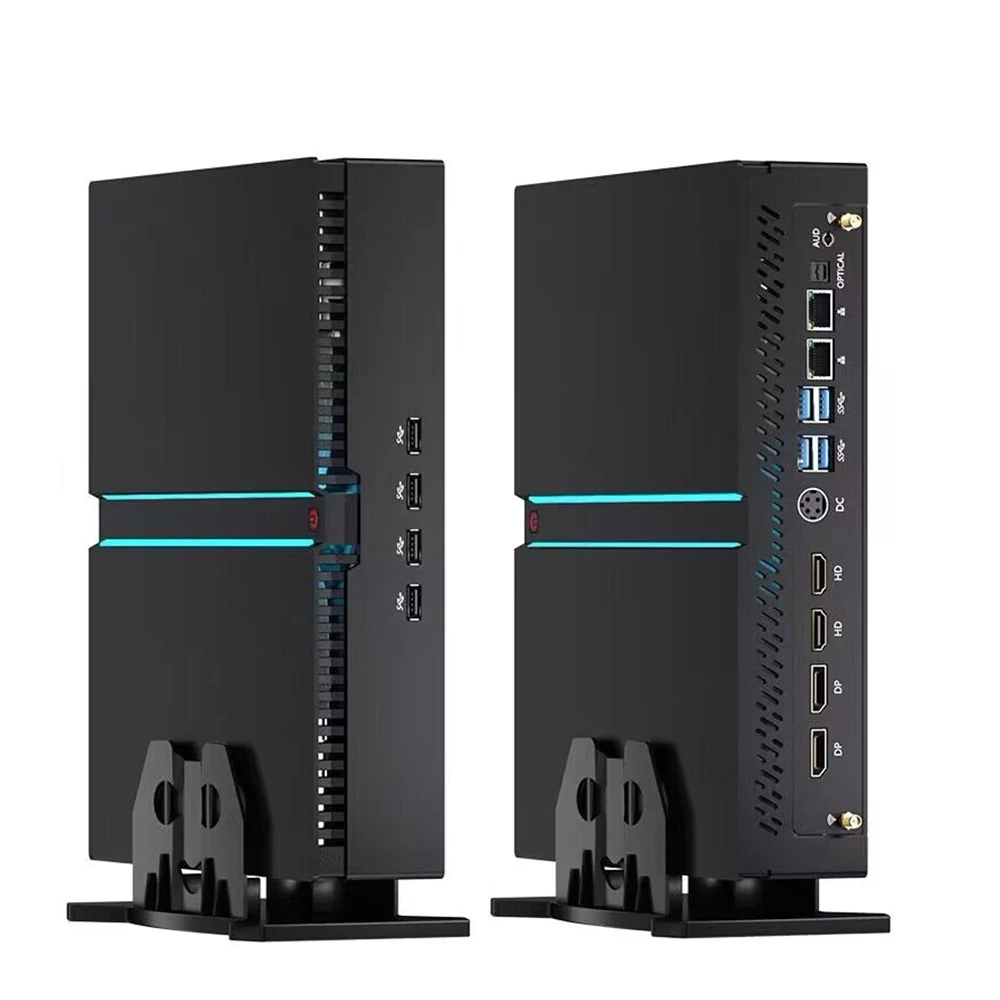 Mini PC da gioco di 14a generazione Core i9-14900F RTX4070 12G Windows11 Pro Mini computer da gioco 24 core Dual LAN Computer desktop da ufficio AI