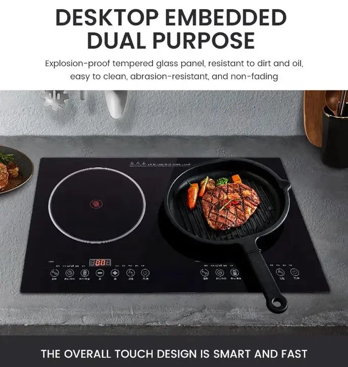 Hot Sale Multi Burners Electric Stove Induction Cooker 110V/220V Kitchen Restaurant Tabletop Cooktop Touch Screen Embedded Glass