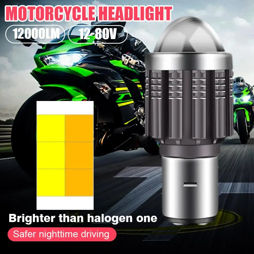 Motocicleta High and Low Beam LED Spotlight, faróis, luzes de nevoeiro, feixe alto e baixo, H4, BA20D, CSP, 12V, 12000LM, X7N2, 1Pc