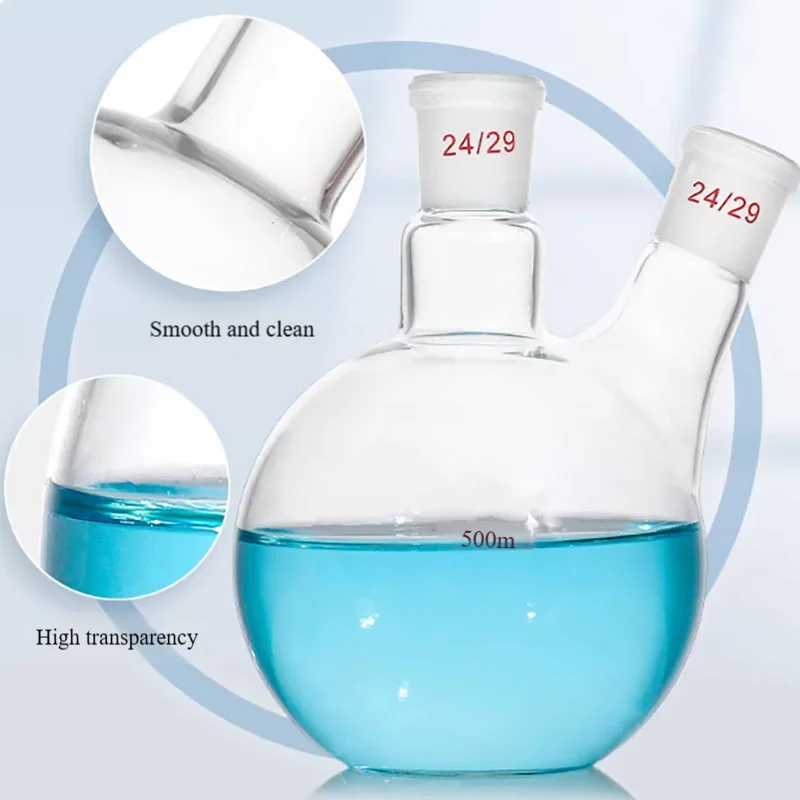 Inclined two-neck flat-bottomed flask, high temperature resistant and heat-resistant distillation thickened two-neck reactor