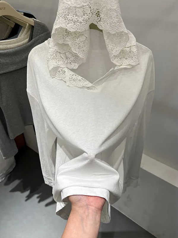 Sudadera Holgada con Cordones, Camiseta Larga, Top Casual de Primavera para Mujer, Estilo Coreano, Cómodo y Ajustado