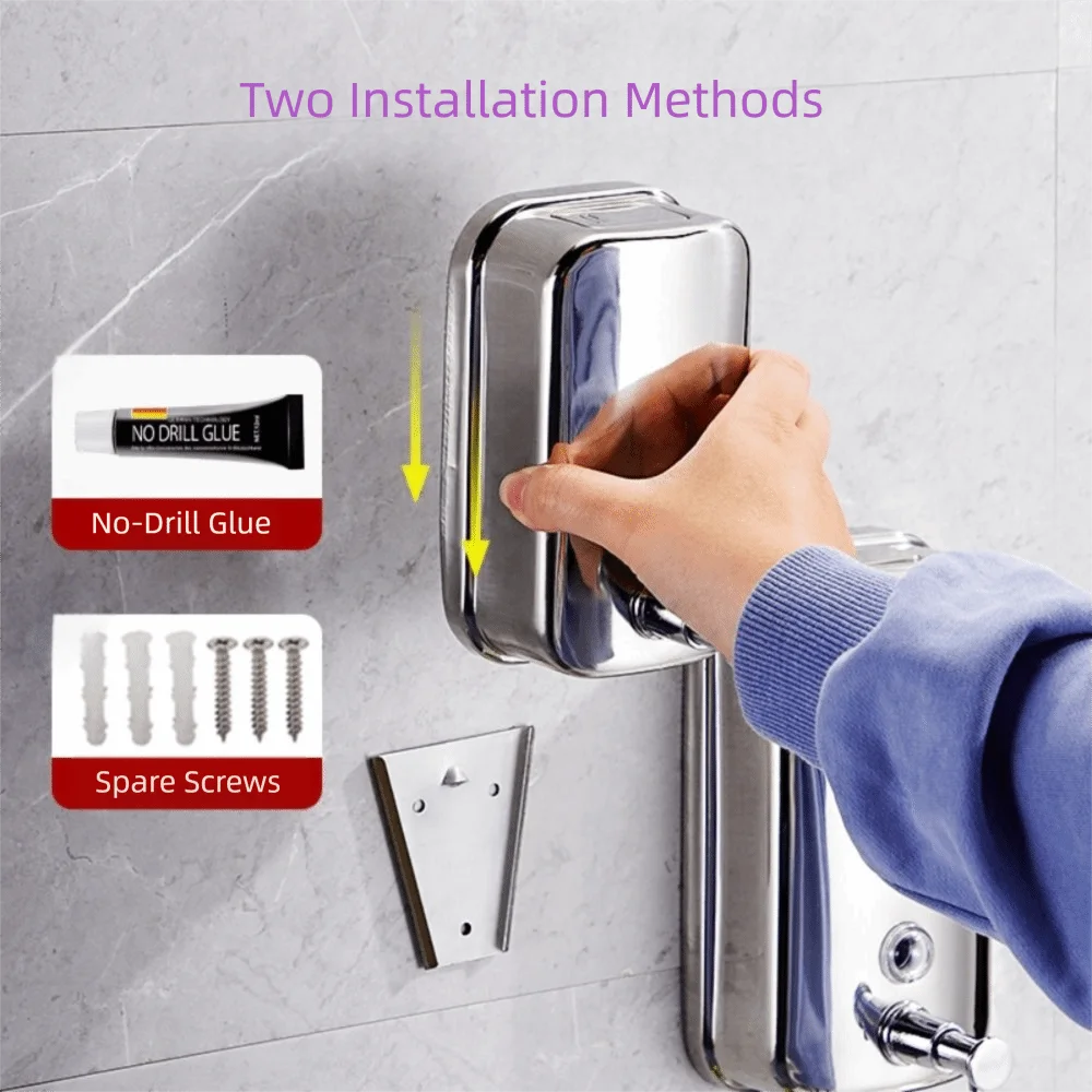 500/800/1000 مللي موزع شامبو الحمام الفولاذ المقاوم للصدأ سعة كبيرة هلام الاستحمام زجاجة تخزين الظهر الثابتة الحائط