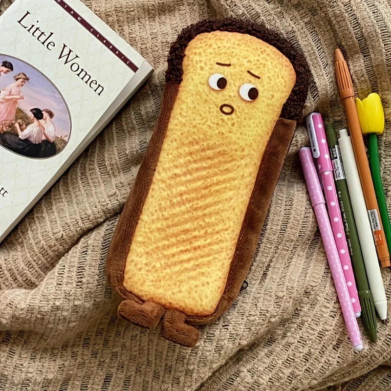 Bread Shaped Pencil Case Cartoon Design  Soft and Durable Student Stationery Storage Bag  Fun and Practical Pencil Case
