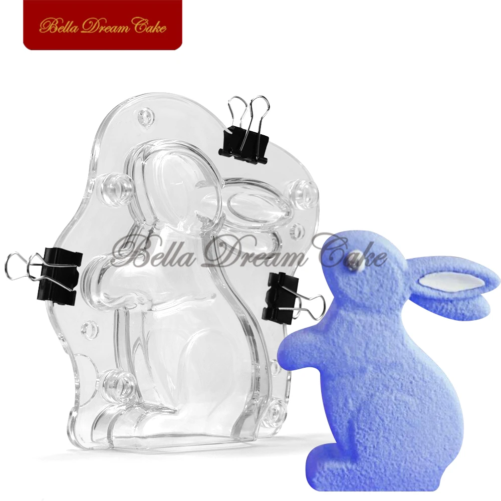 2pcs/set 3D Easter Bunny Design Plastic Chocolate Mold Rabbit Mousse Mould DIY Candle Plaster Model Cake Tools Kitchen Bakeware