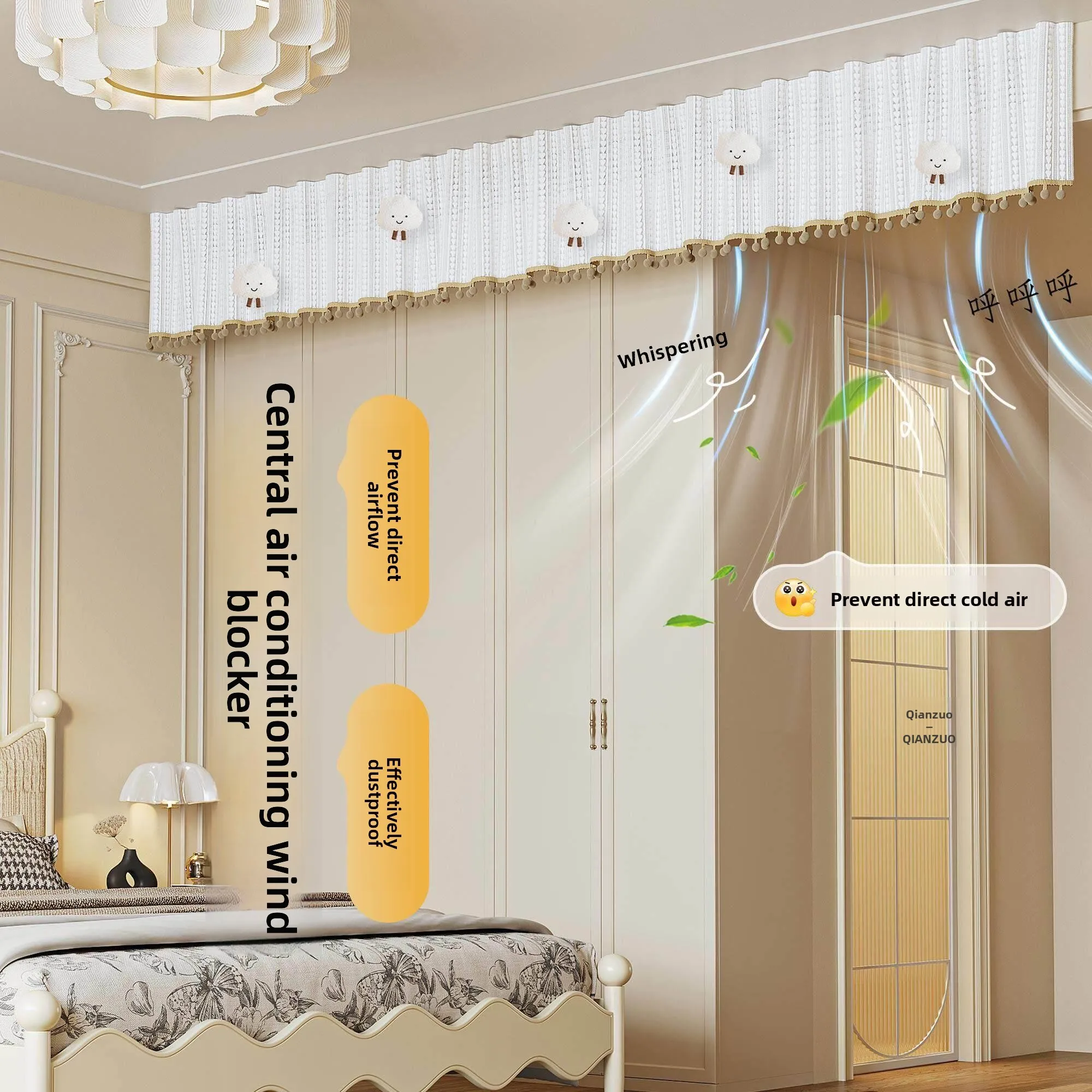 

Central Air Conditioning Vent Windshield Curtain Prevents Direct Blow for Postpartum Women Durable Fabric Wind Tube Machine C...
