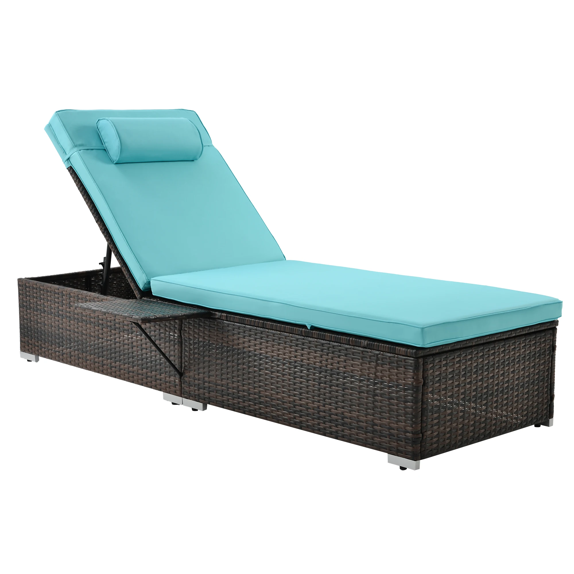 Außen PE Wicker Chaise Lounge - 2 Stück Terrasse Braun Rattan Liegestuhl Strand Pool Verstellbare Rückenlehne Liegen