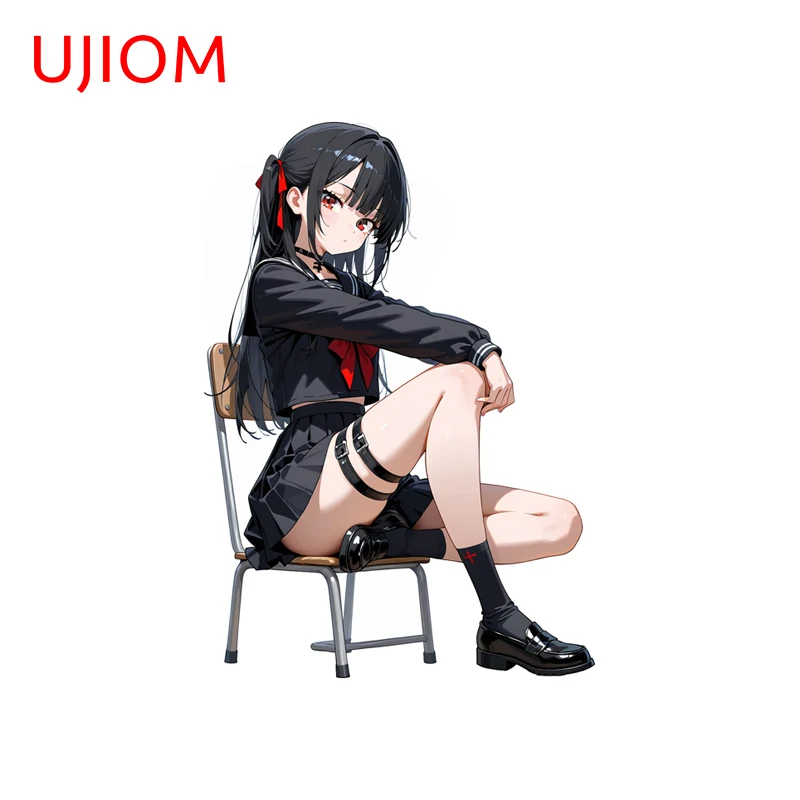 UJIOM School Uniform Girl Wall Sticker NSFW Ahegao Lewd Decal Personality Sitting Posture Girl Deocaration For Air Conditioner