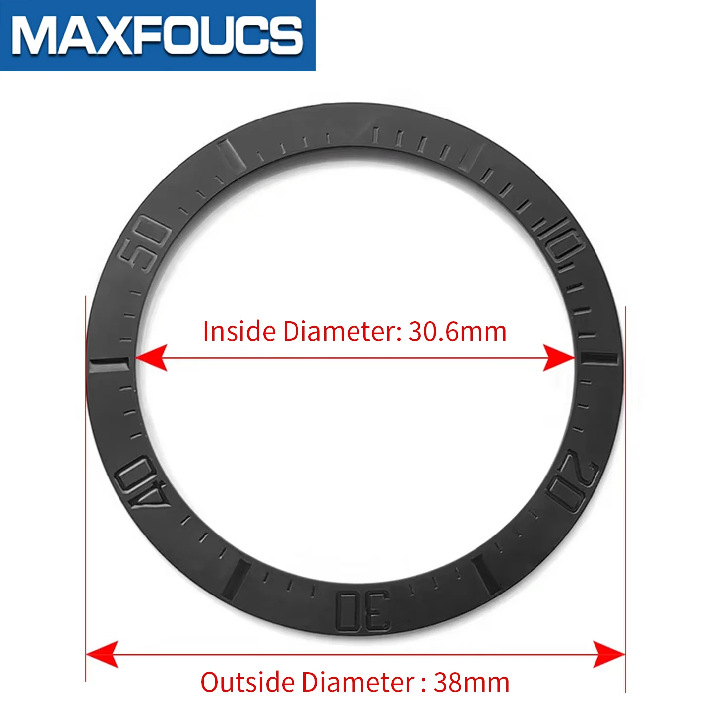 Matte, schräge Keramik-Lünetteneinlage 38x30,6mm MOD SKX007 SKX Divers Passend für 31,5x30,5mm Kristall Uhrenzubehörteile – Detail 2