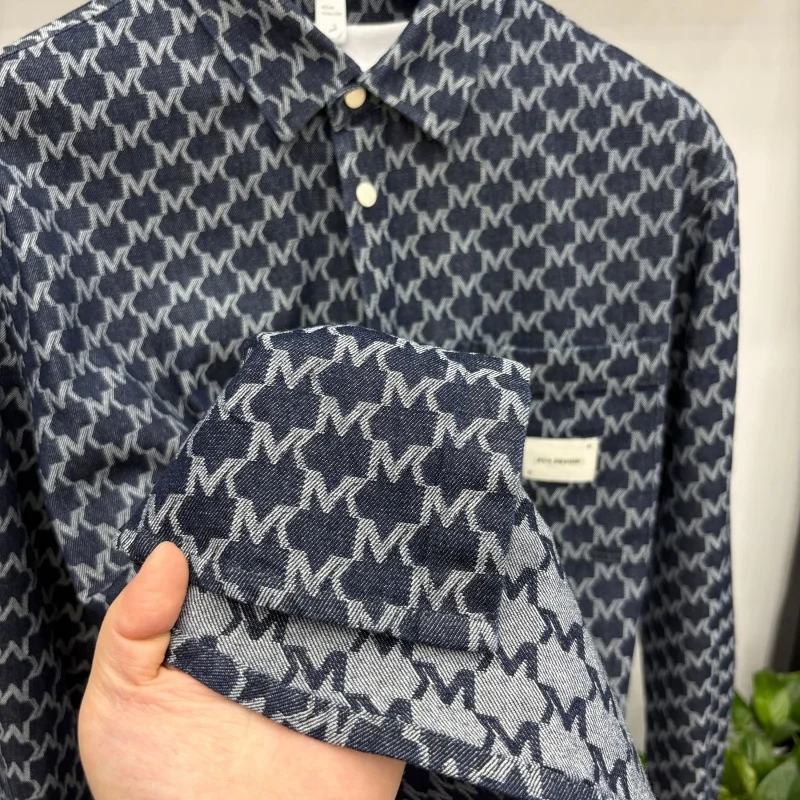  men's autumn high quality new product cowboy shirt jacquard lapel long sleeves pocket coat leisure fashion men's clothing tops