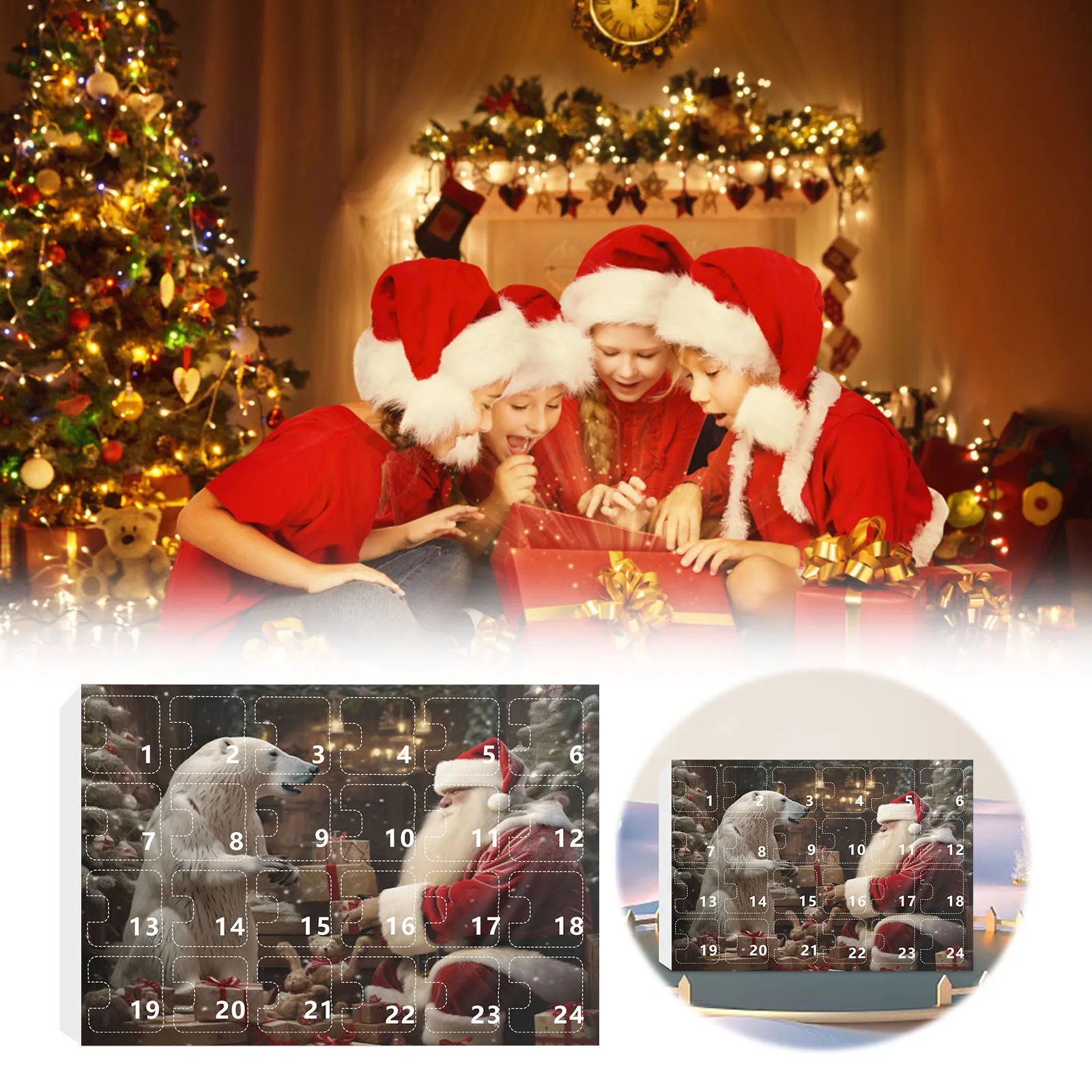 Minuterie de cuisine à l'ancienne, arbre de noël, pendentif ours polaire, calendrier de l'avent 2024, compte à rebours de noël 24 jours, minuterie de 29 secondes