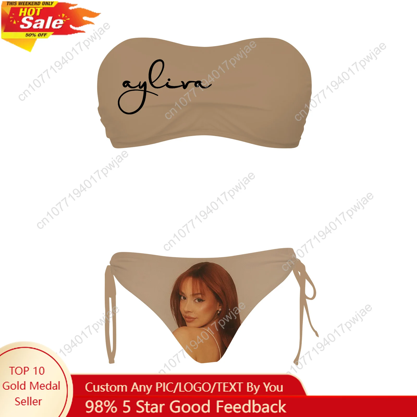 

Ayliva German Singer Custom Swimsuit Womens Drawstring Two Piece Set Bathing Suits Swimwear Pool Party Beach Bikini Beachwear