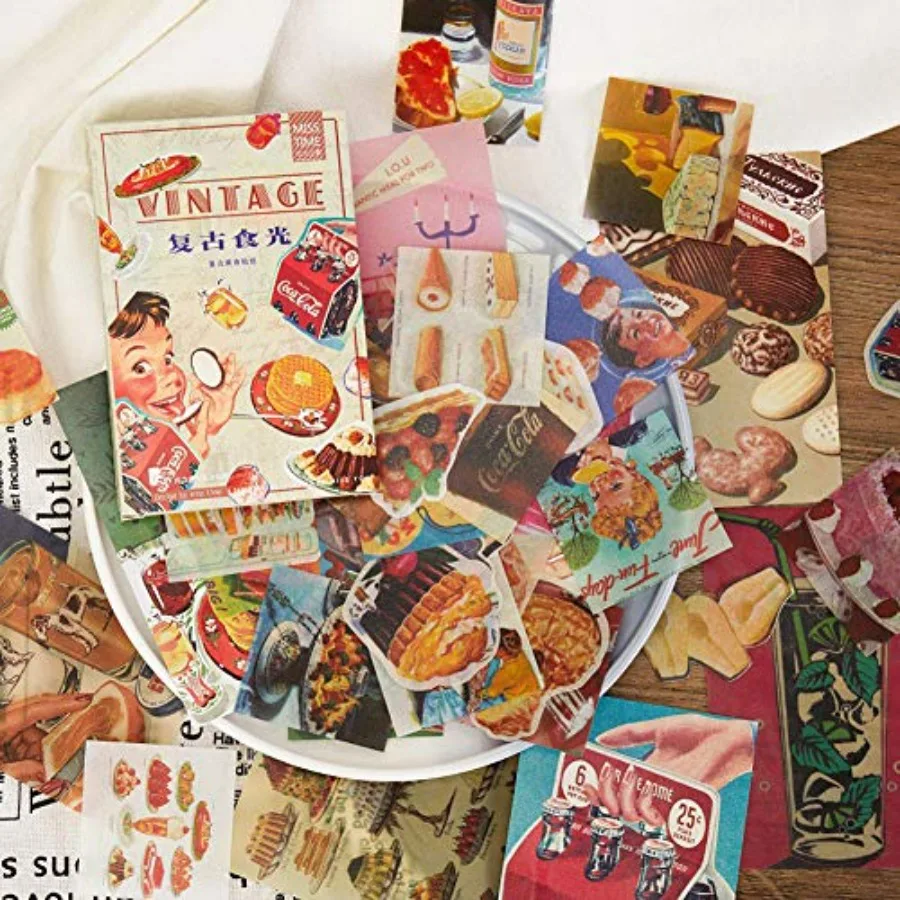 

Vintae Washi Stickers Set Scrapook Material Paper ruit oo Cake Pizza Ice Cream iscuit rink IY ecorative Sticker or Scrapookin P