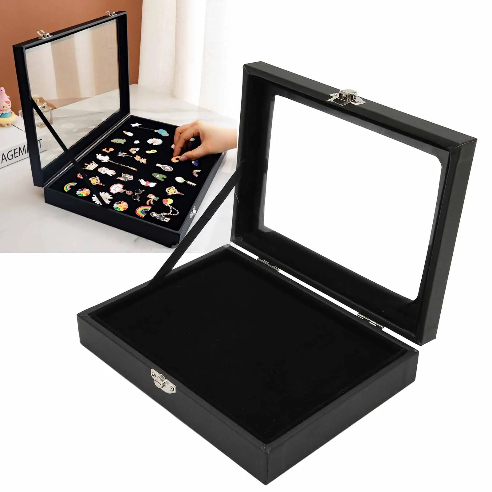 

Medal Display Box Dustproof Practical Pin Display Case Orderly Storage Transparent Cover Multi Purpose for Home
