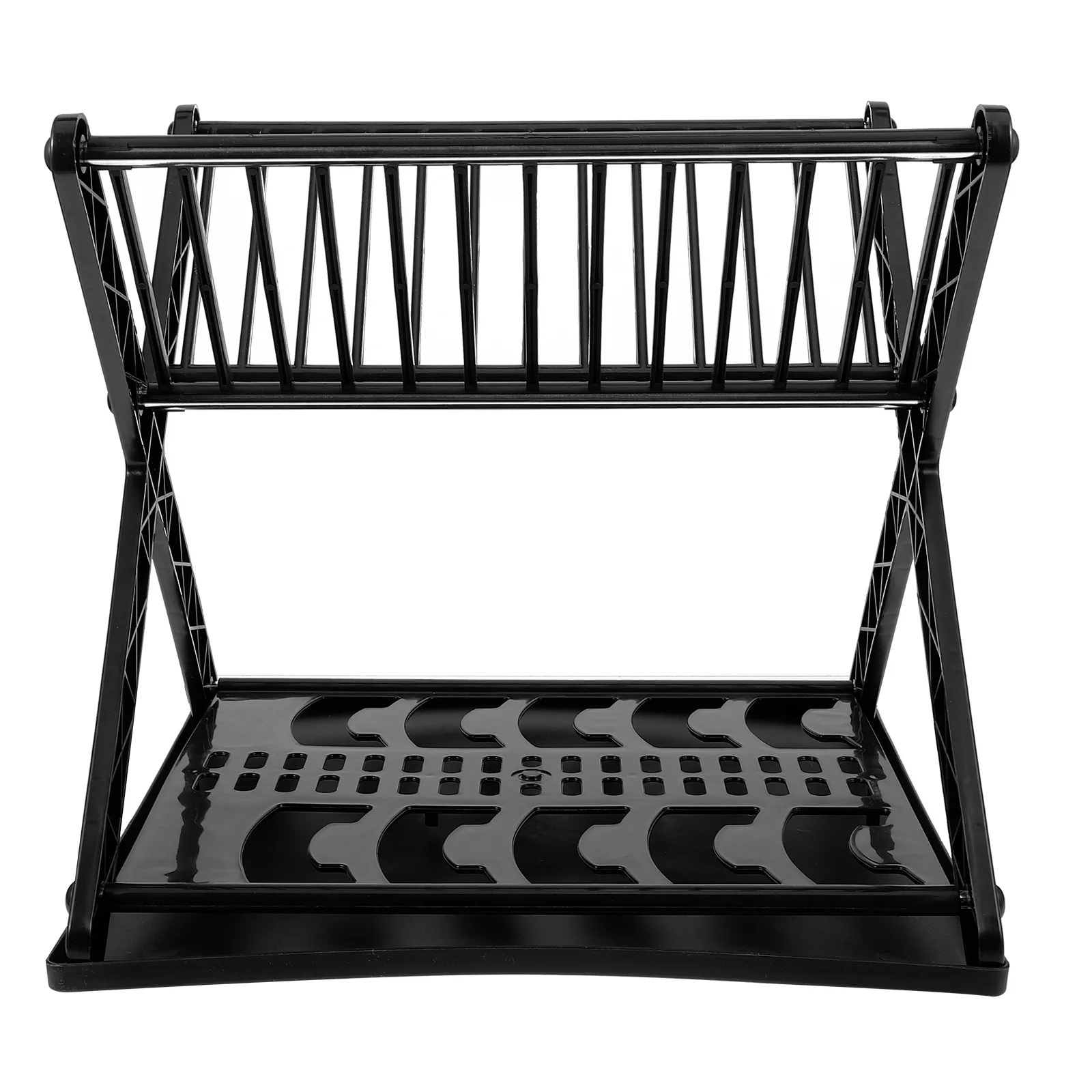 

Dish Drying Rack Foldable Black Small Size Simple Design Space Saving Tableware Organizer Plate Holder Kitchen Counter